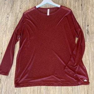 NWT ALO Oversized Deep Red long sleeve tee